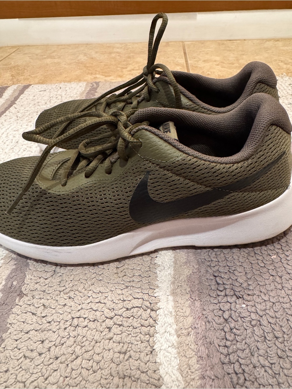 Women’s Nike Olive Green Athletic Sneakers with Black Swoosh